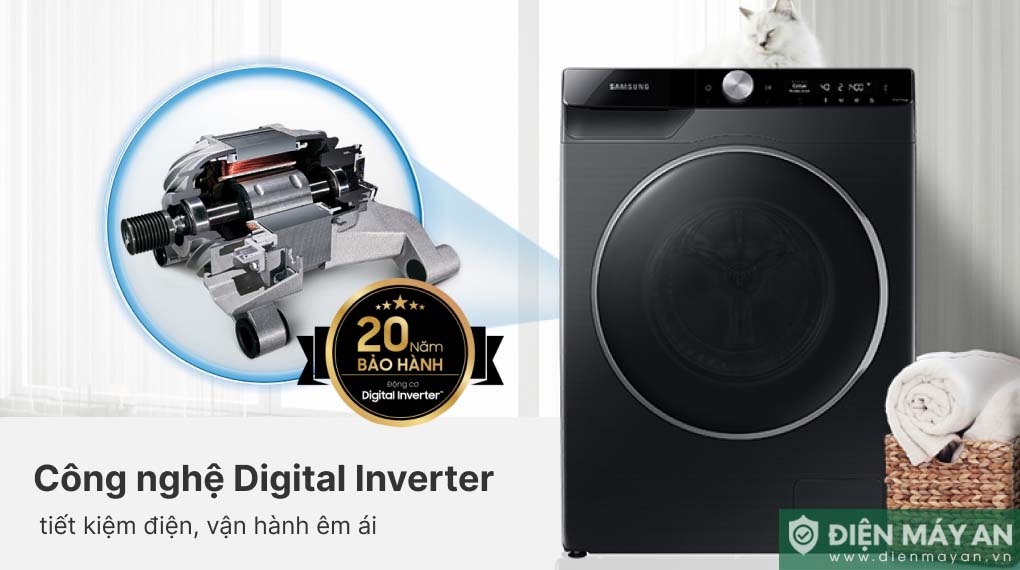 Máy Giặt Samsung AI Inverter 9kg WW90TP44DSB/SV